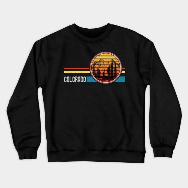 Retro Vintage Colorado 70s 80s Style Mountain Sunset Crewneck Sweatshirt by mrsmitful01